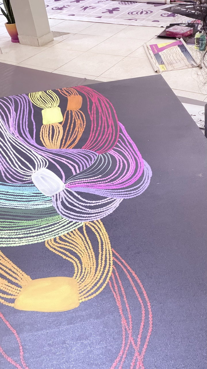 Toile des tresses en arc-en-ciel pastel vue d'en haut
