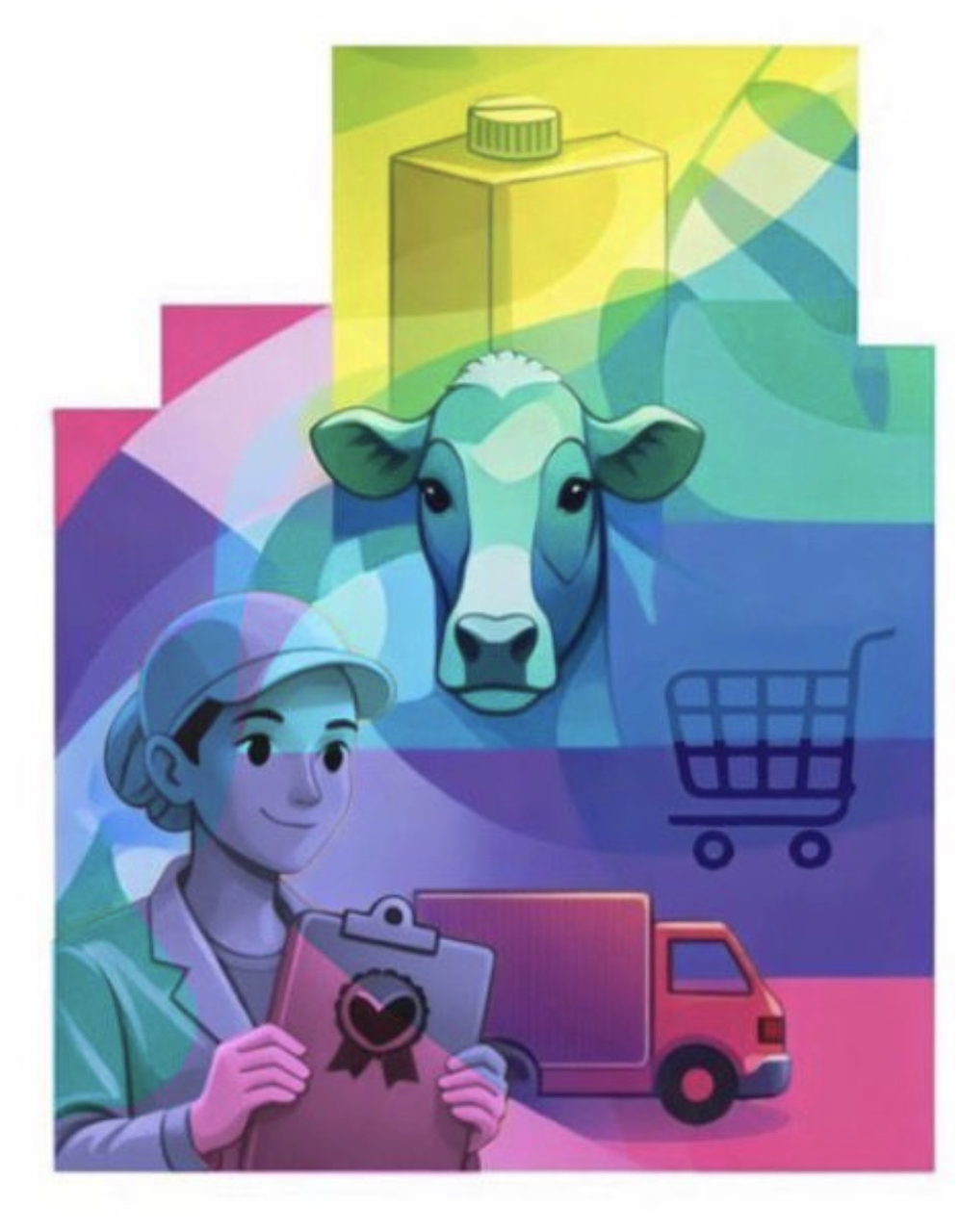 Ilustração de campanha: produção e distribuição do leite